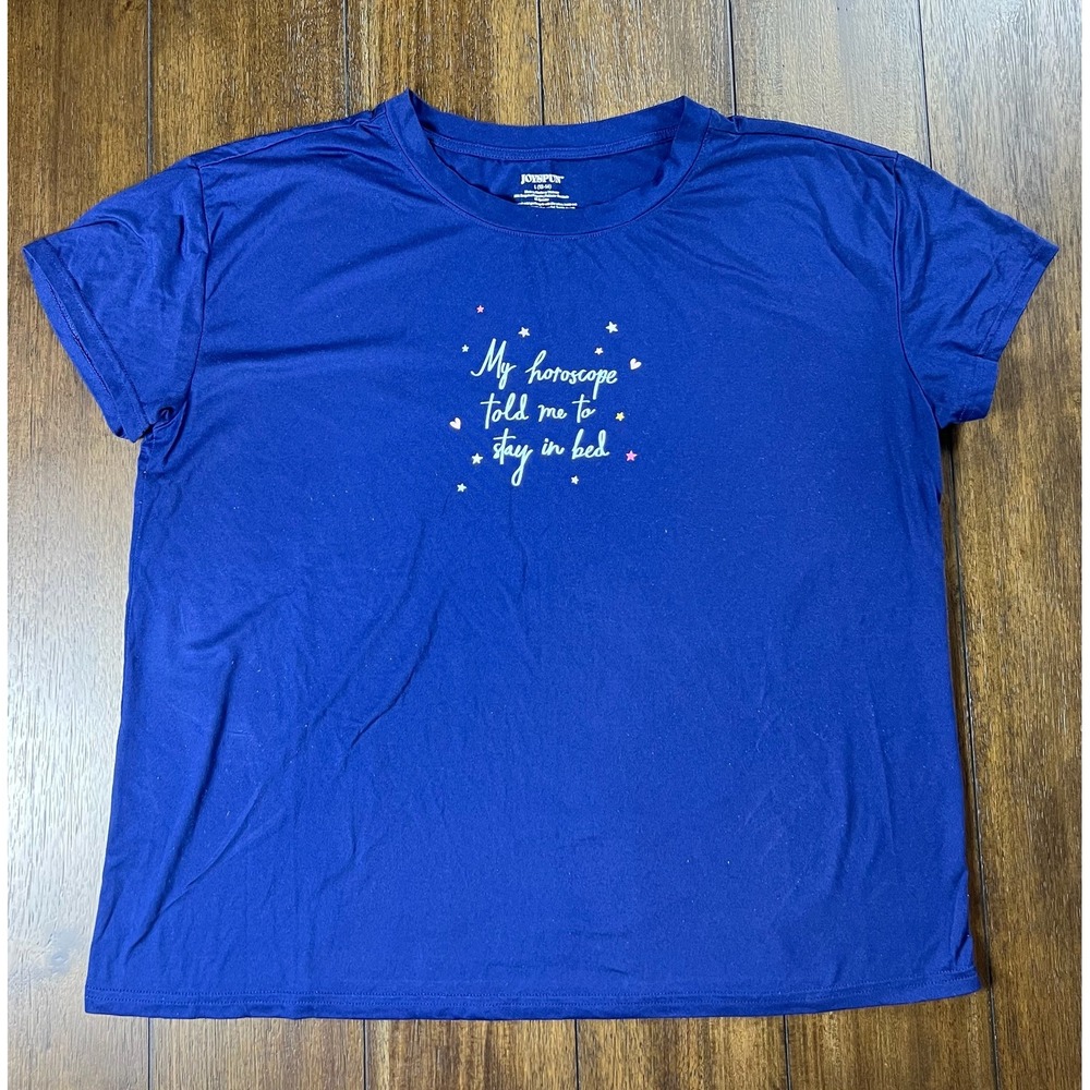 Joyspun Womens Blue Horoscope Graphic Sleep Shirt Pajama Top Large 12-14